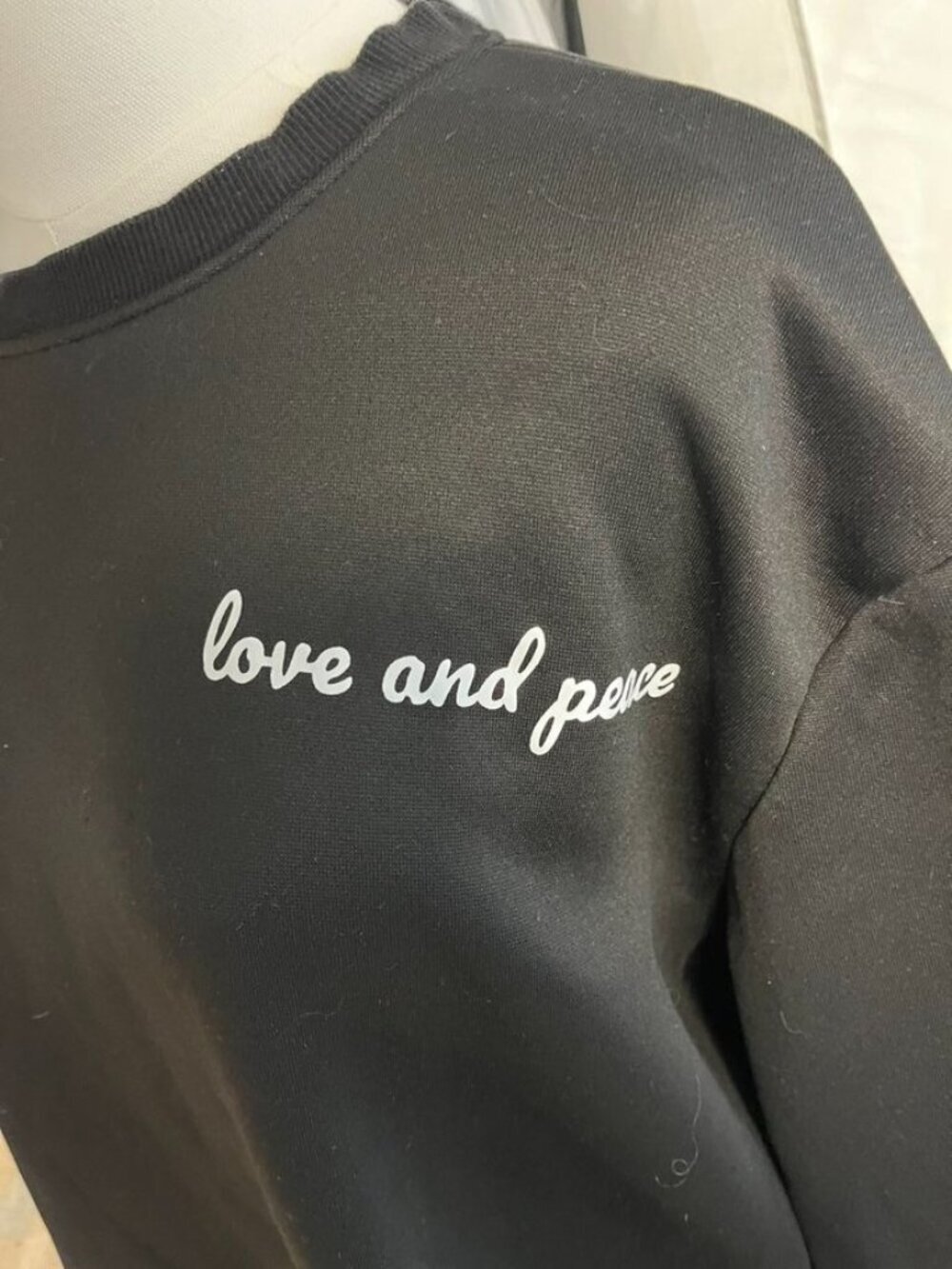 Black Love and Peace Sweatshirt Fleece Lined Crewneck Pullover - Picture 12 of 12